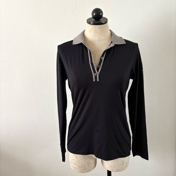 Bogner Tops - Bogner button down polo top long sleeve women’s medium black gray athletic golf